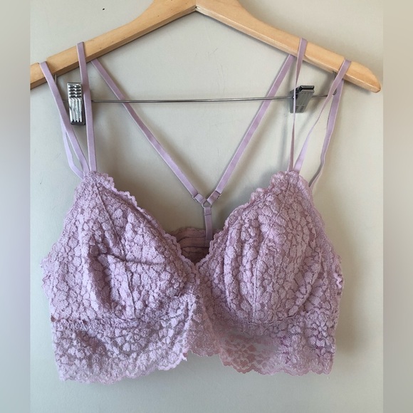 ♦️ Aerie | Pink Strappy Lace Bra - Picture 1 of 3